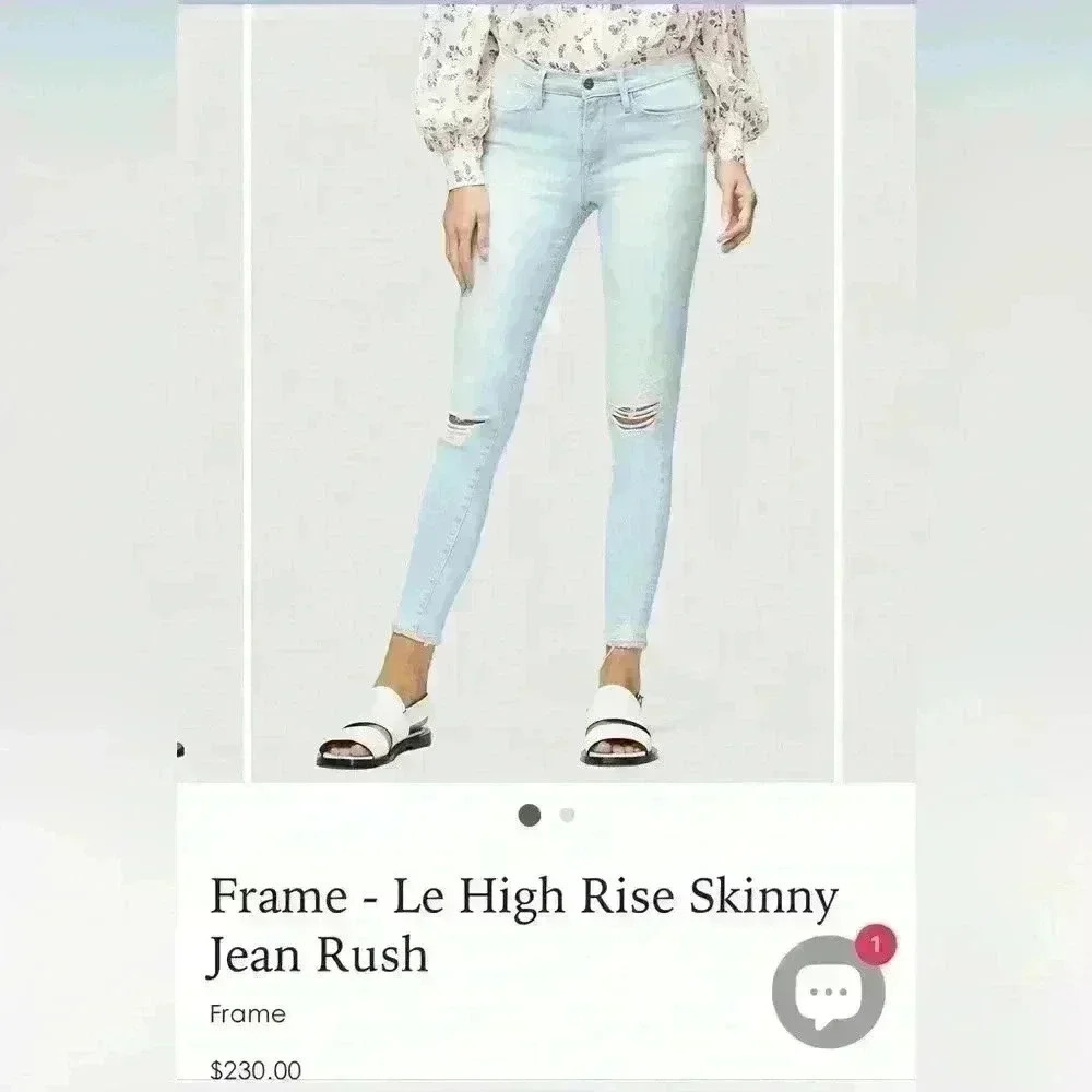 Frame Le High Skinny Distressed Stretch Jeans In Rush Women's Size 28